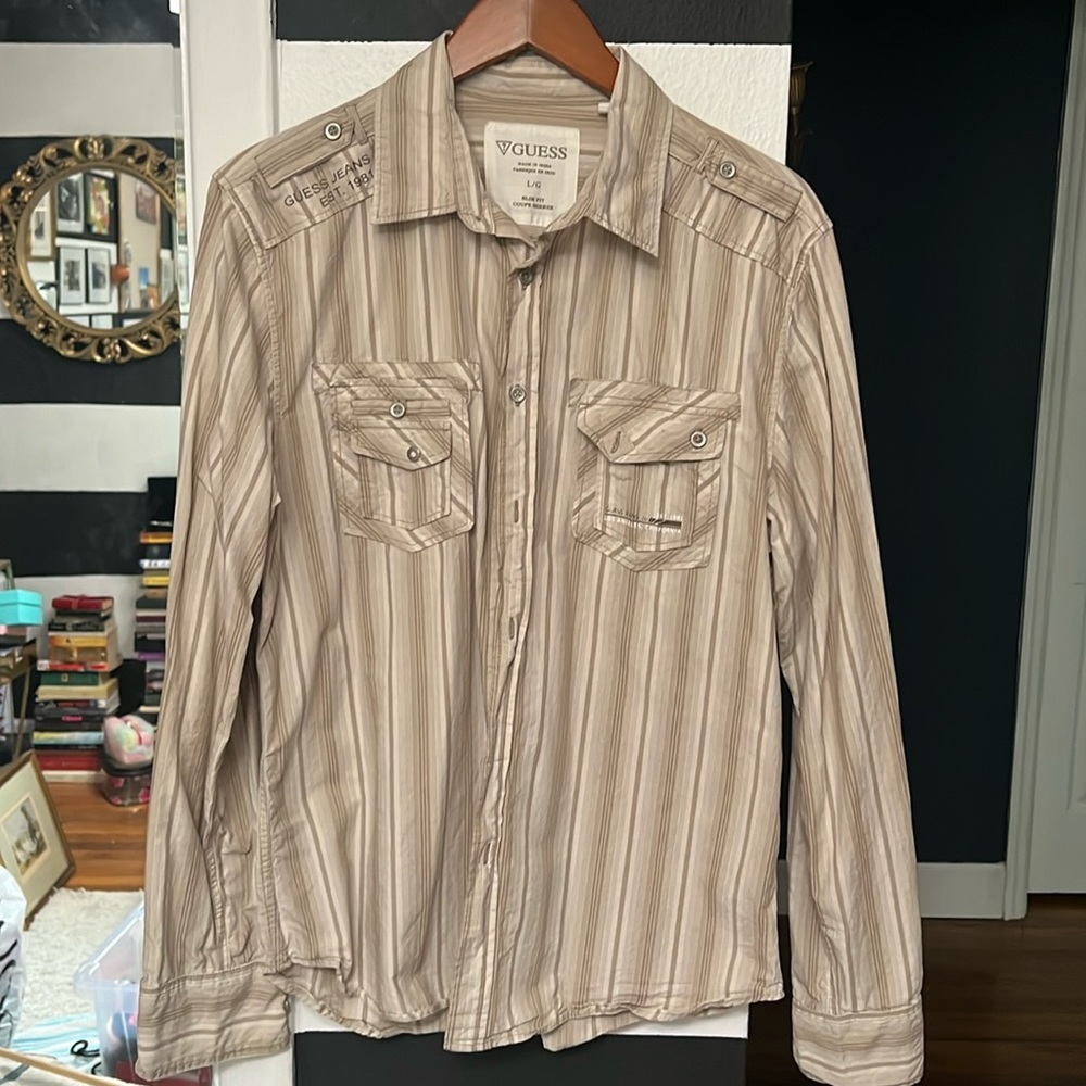 Men’s tan long sleeve button up